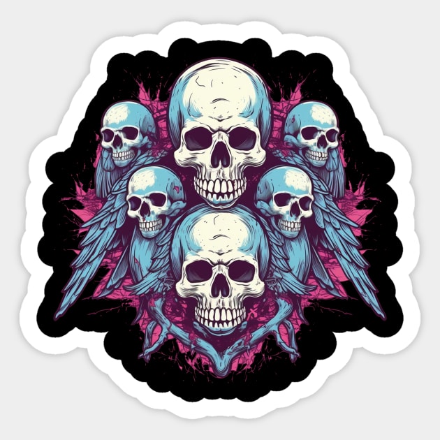 Skulls with Wings Sticker by TOKEBI